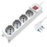 Multipresa 4 Posti Italiana Bipasso / Schuko con spina 16A angolata
