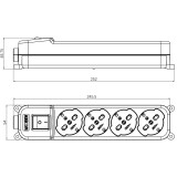 Multipresa 4 Posti Italiana Bipasso / Schuko con spina 16A angolata