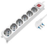 Multipresa 6 Posti Italiana Bipasso / Schuko con spina 16A angolata