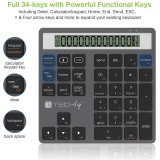 Tastierino Numerico BT V5.0 Wireless 2in1 con Calcolatrice Grigio Scuro