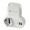 Adattatore Presa bipasso/Schuko 2 USB 1A con porta telefono
