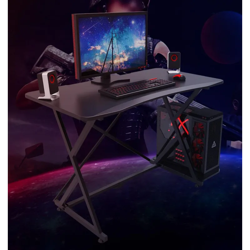 Scrivania Gaming per PC con Bordo Ergonomico Nero