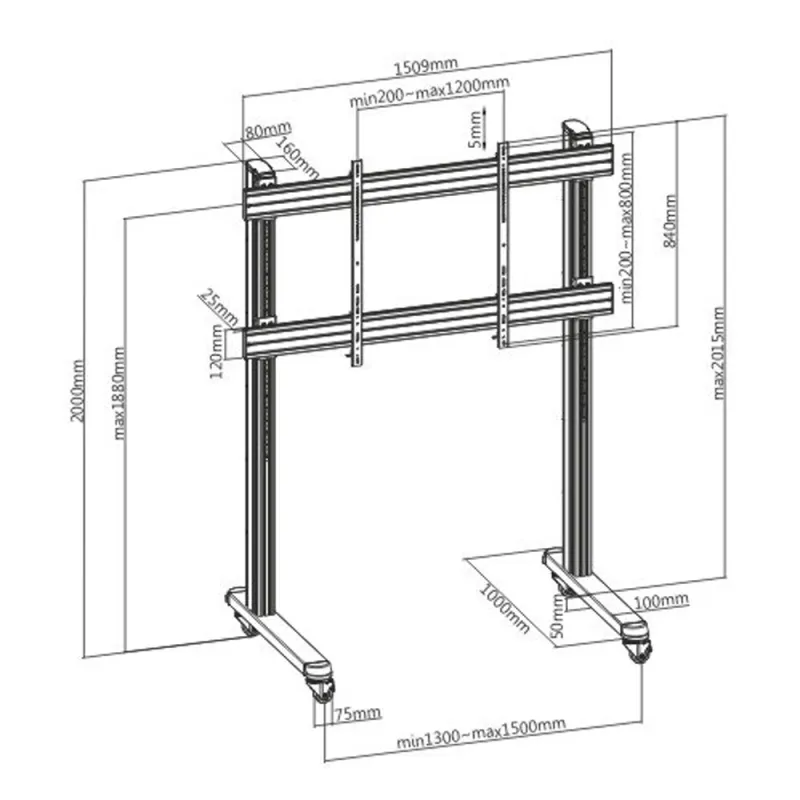 Trolley da Pavimento Mobile per TV LCD/LED/Plasma 70-120''