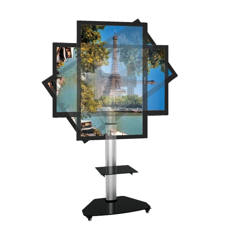 Supporto a Pavimento con Mensola Trolley TV LCD/LED/Plasma 37-70'' Silver