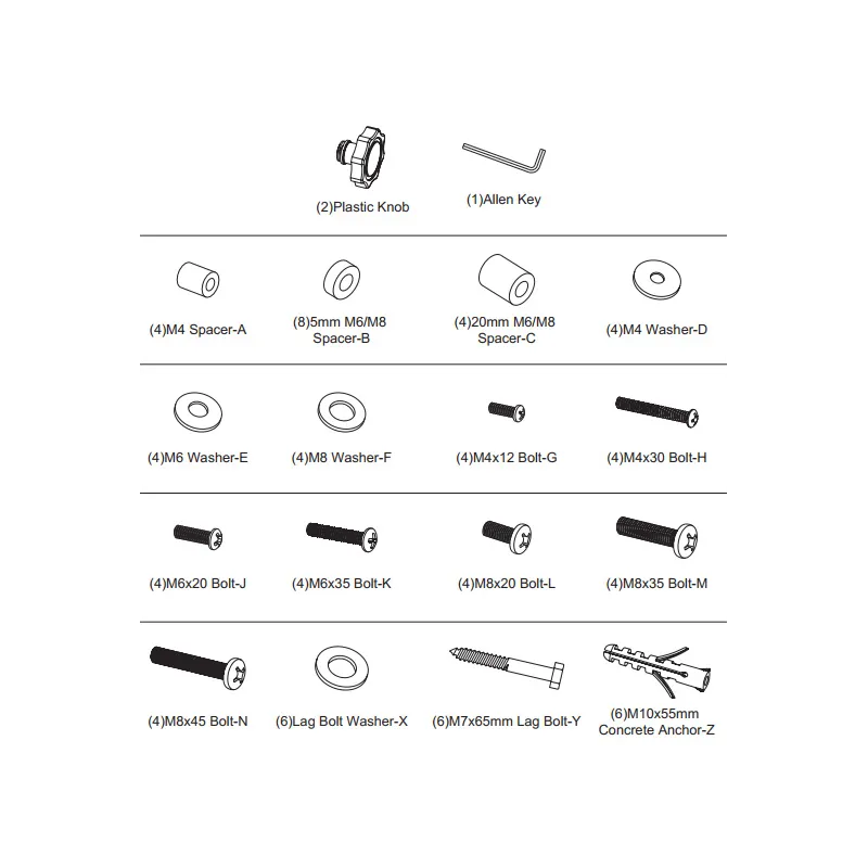 Kit di Viti per Staffe TV/Monitor conformi standard VESA