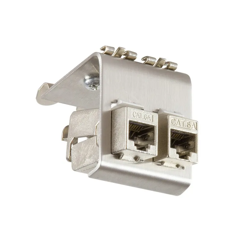 Adattatore per Moduli Keystone 2xRJ45 per guida DIN