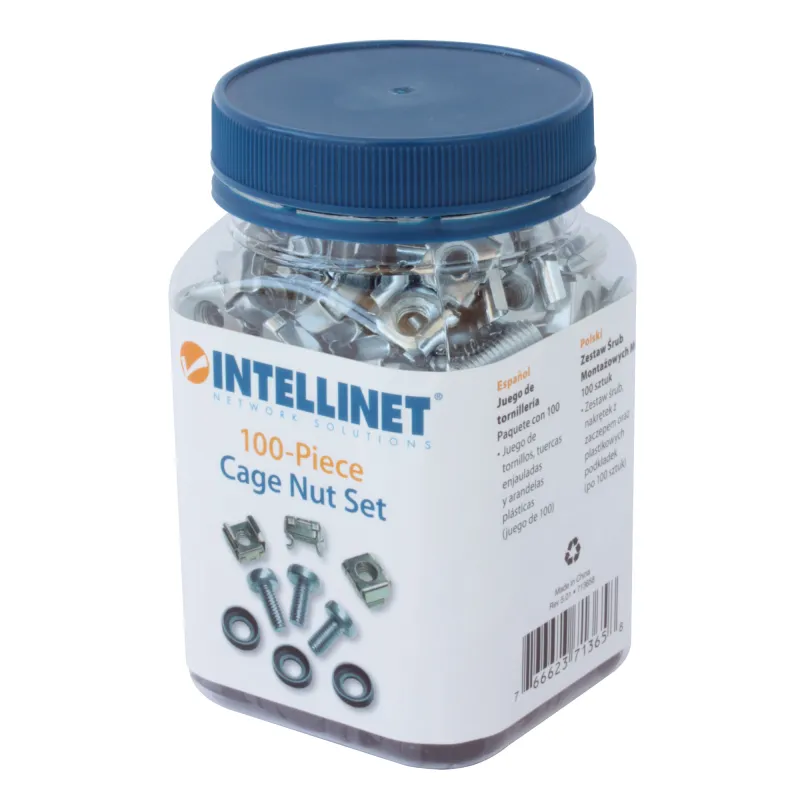 Kit Set 100 Viti, 100 Dadi e 100 Rondelle per Montaggio Rack Silver