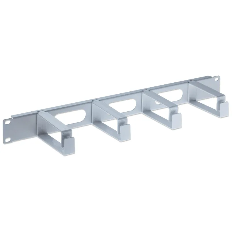 Pannello Passacavi 19'' 4 anelli in plastica 1U Grigio 