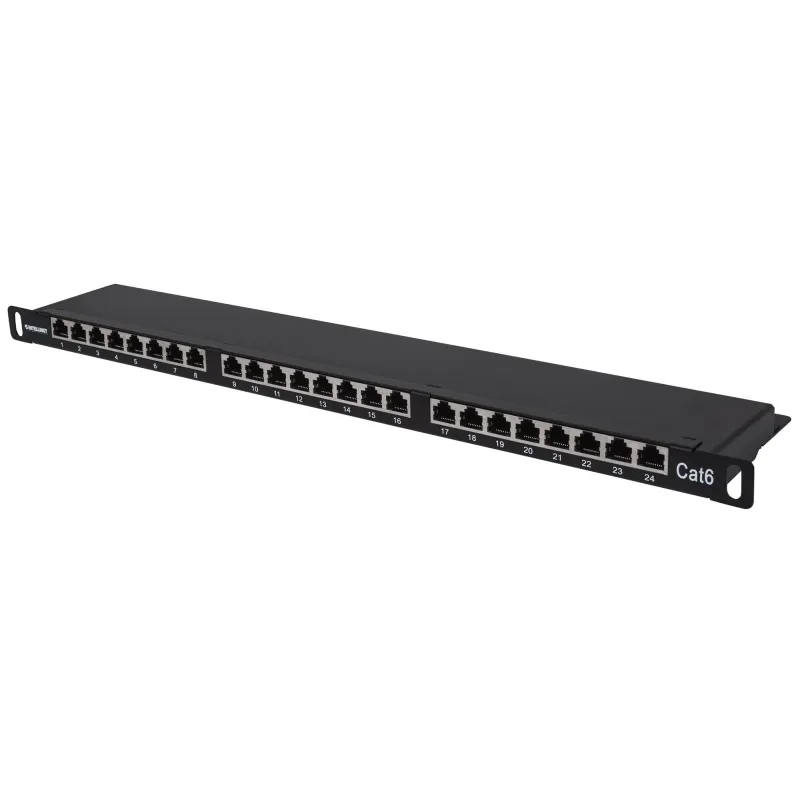 Pannello Patch 24 posti Cat6 FTP Nero