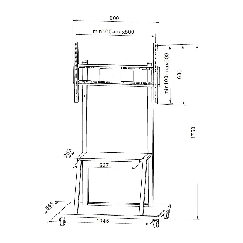 Supporto a Pavimento con Mensola per TV LCD/LED/Plasma 55-100''