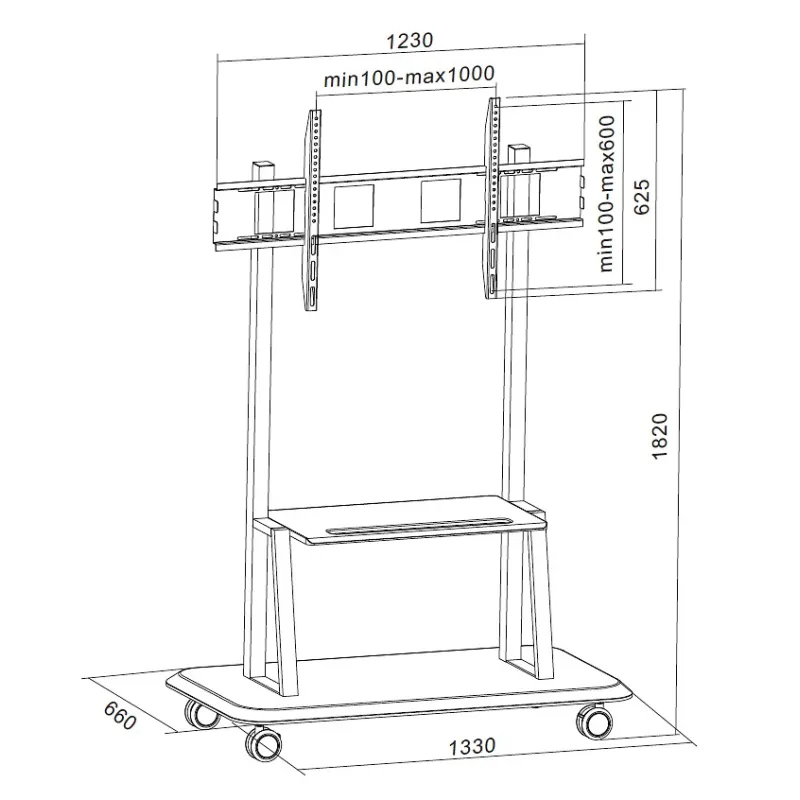 Supporto a Pavimento con Mensola per TV LCD/LED/Plasma 55-110''