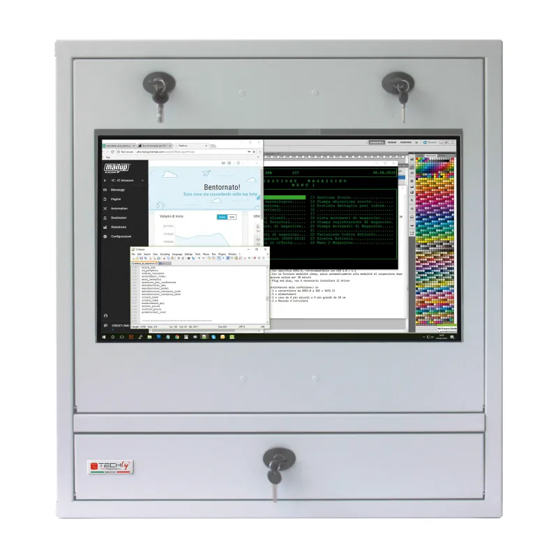 Armadio di sicurezza per PC, monitor touch LCD e tastiera Grigio