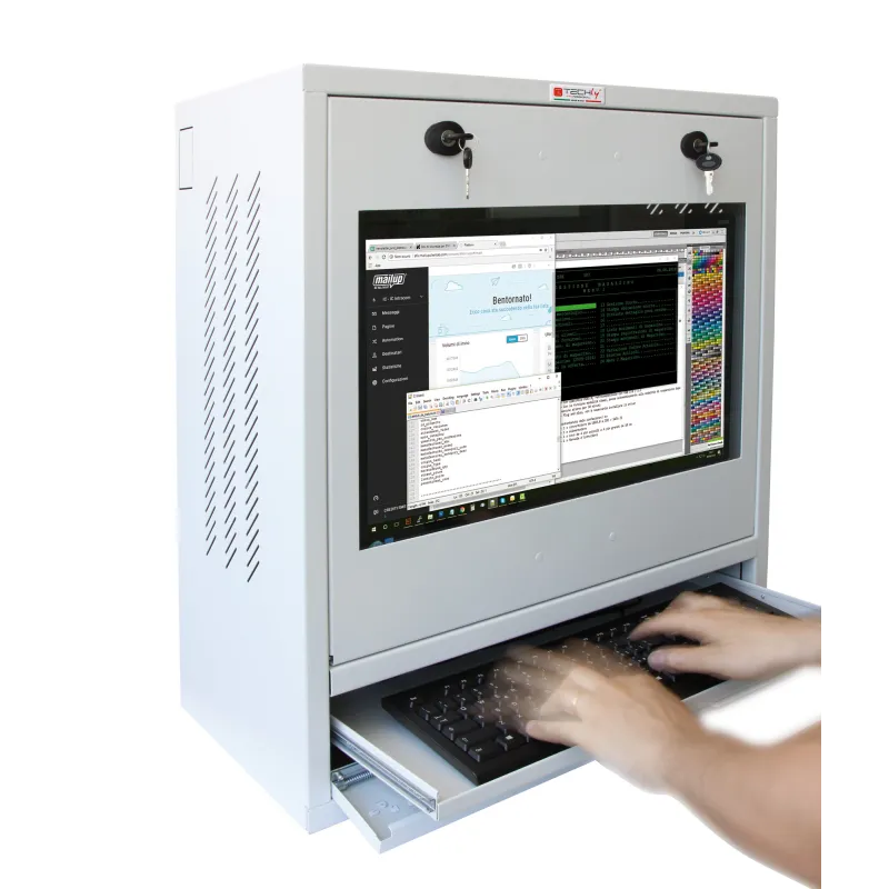Armadio di sicurezza per PC, monitor touch LCD e tastiera Grigio