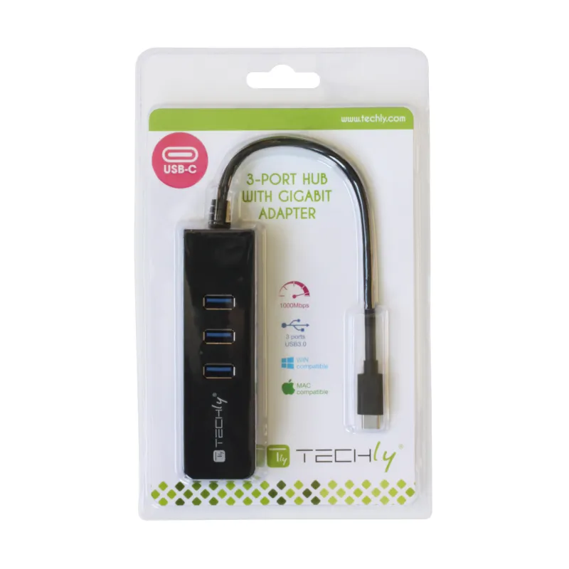 Adattatore Convertitore USB-C™ Ethernet Gigabit con Hub 3 porte USB-A 3.0 