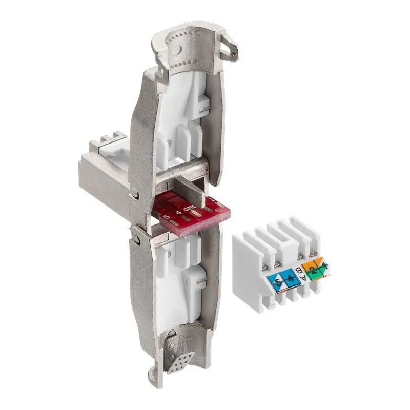 Plug RJ45 Cat.6A Schermato STP Tooless con fermacavo 