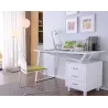 Scrivania per Computer con Tre Cassetti Bianco Lucido