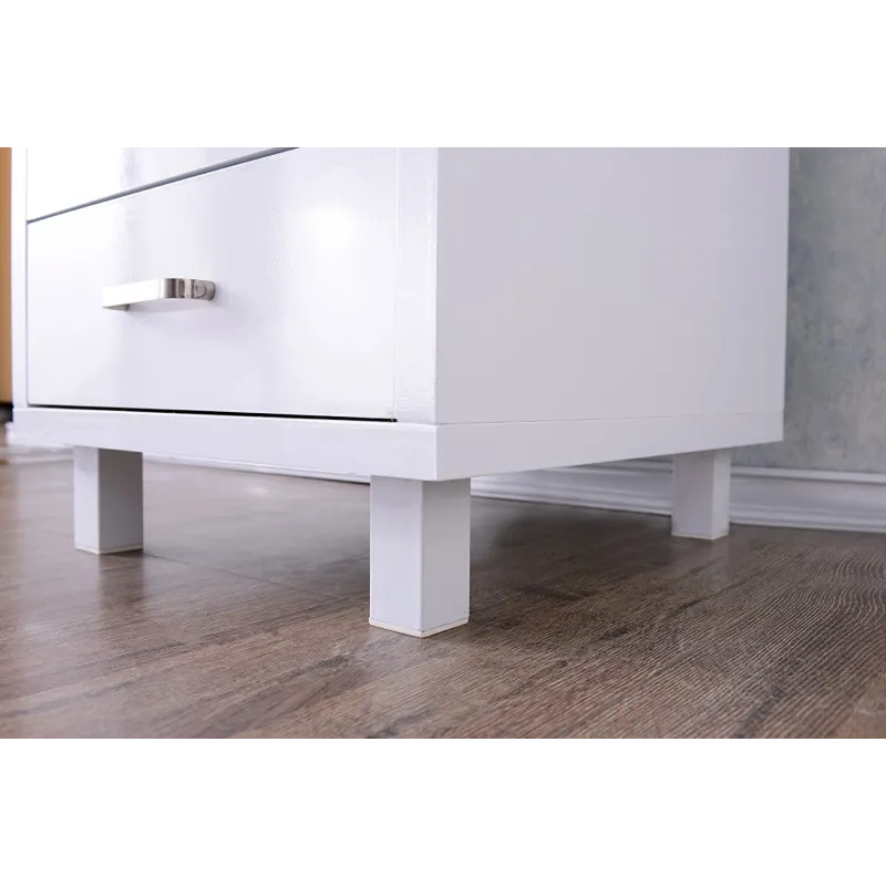 Scrivania per Computer con Tre Cassetti Bianco Lucido