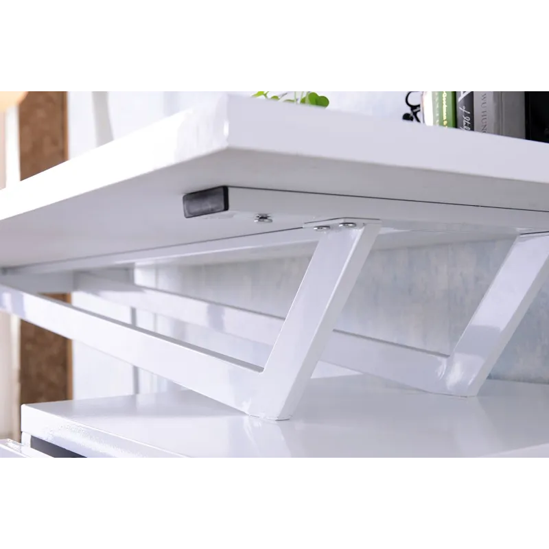 Scrivania per Computer con Tre Cassetti Bianco Lucido