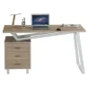 Scrivania per Computer con Tre Cassetti Bianco/Quercia