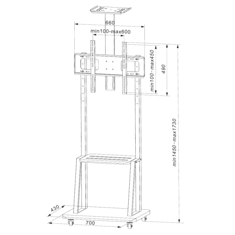 Supporto a Pavimento con Mensola per TV LCD/LED/Plasma 32-70''