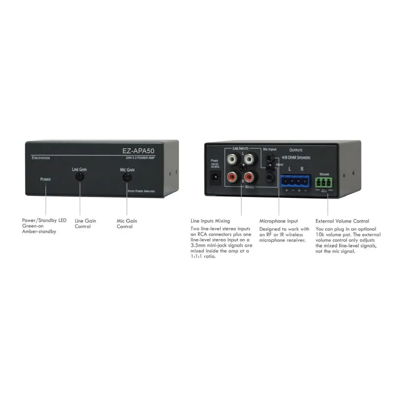 Amplificatore audio classe D 50 W EZ-APA50