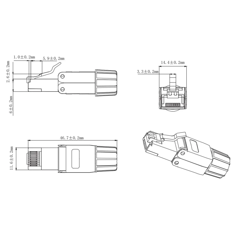 Plug RJ45 Cat.8.1 Schermato STP EconLine