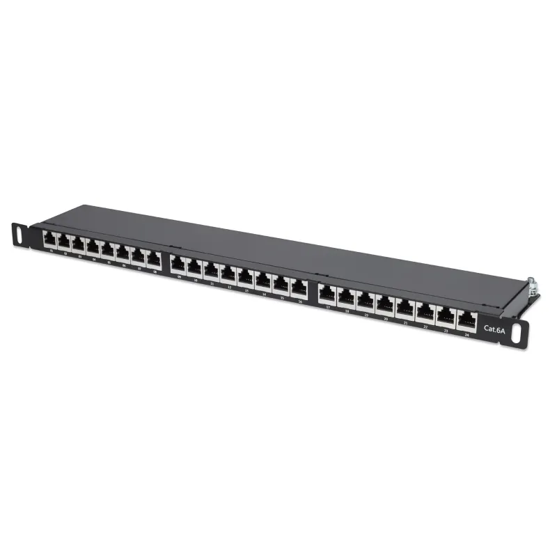 Pannello Patch 24 Posti 19'' Cat6a Schermato Nero