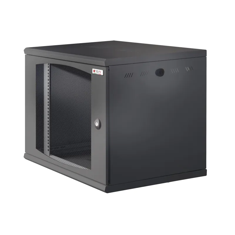 Armadio Rack 19'' a muro 6U sezione unica P 500mm Porta Grigliata Nero