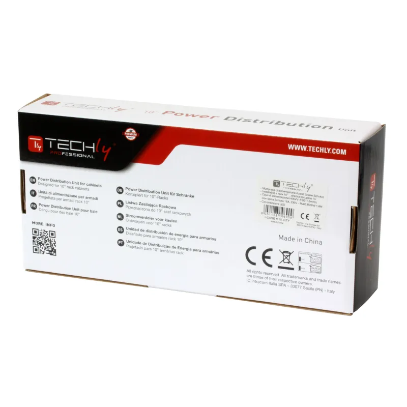 Multipresa Universale per Rack 10'' 4 posti Spina Schuko