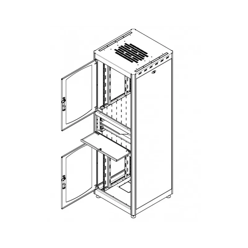 Armadio Rack 19'' 600x800 38U con Ripiano Tastiera Grigio