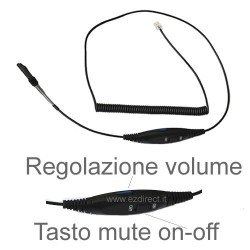 Cavo QD-Plug RJ9 con tasto mute e regolazione volume Ezlight