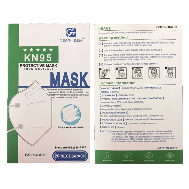 Mascherine filtranti protettive KN95 GM700 FFP2 20 pz