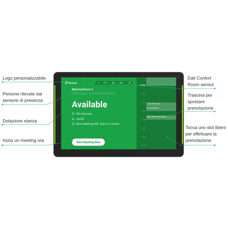 Yeastar Workplace DS7310 display prenotazione sale riunioni