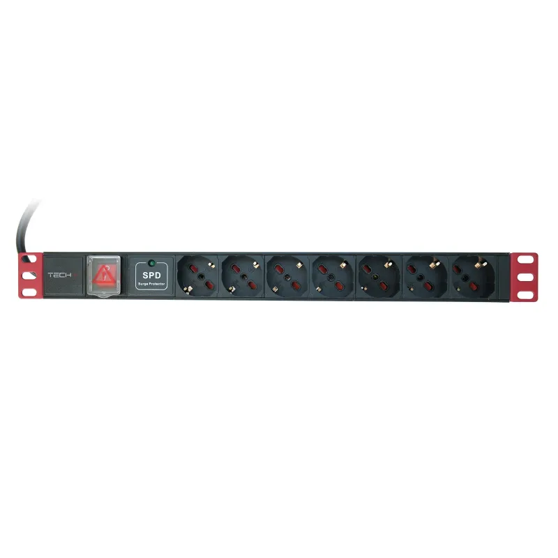 Multipresa da Rack 19'' 7 Posti con limitatore da sovratensioni   