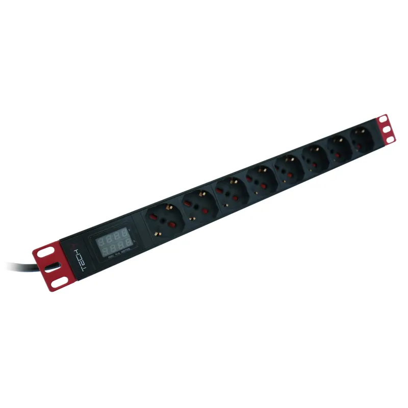 Multipresa 8 Posti da Rack 19'' con Misuratore Voltaggio e Amperaggio Spina Italiana 1U