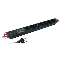Multipresa 7 Posti da Rack 19'' con Filtro di Protezione 3 LED Spina Italiana 1U