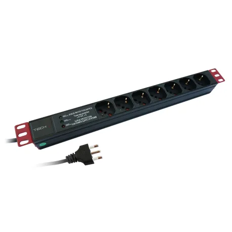 Multipresa 7 Posti da Rack 19'' con Filtro di Protezione 3 LED Spina Italiana 1U