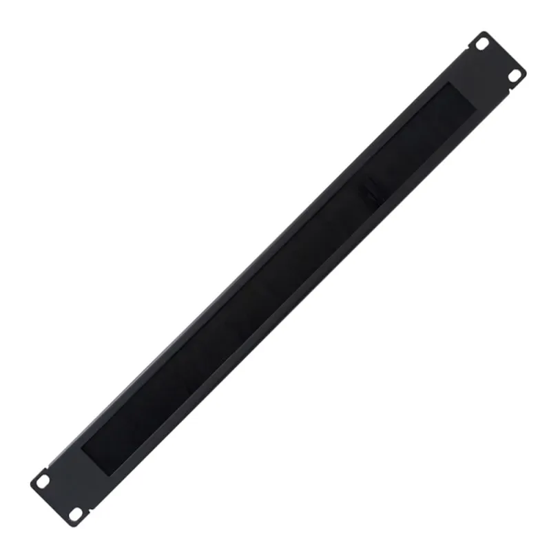 Pannello Passacavi 1U Forato con Spazzola Nero