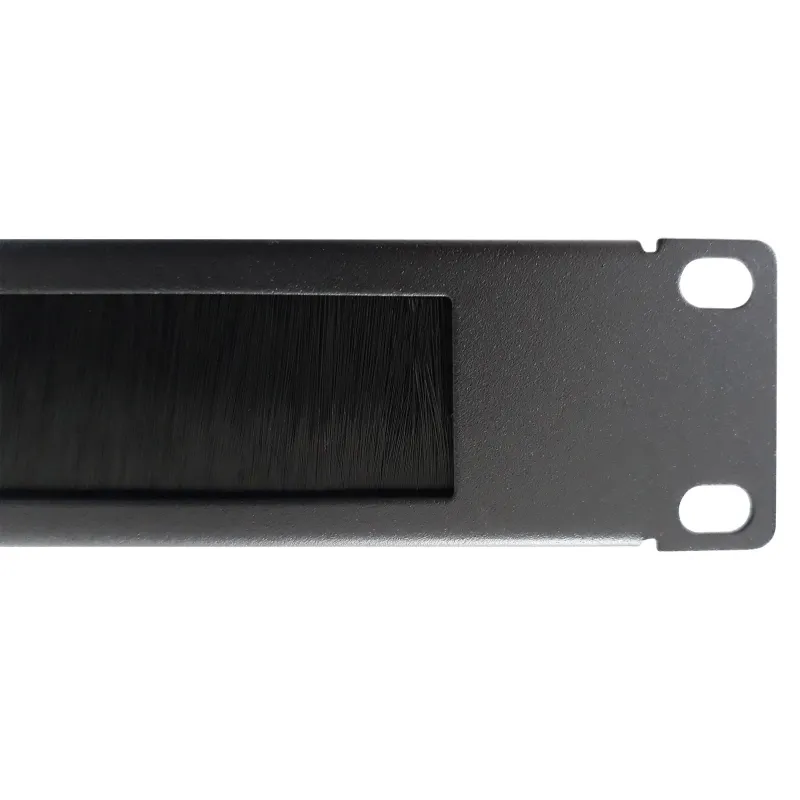 Pannello Passacavi 1U Forato con Spazzola Nero