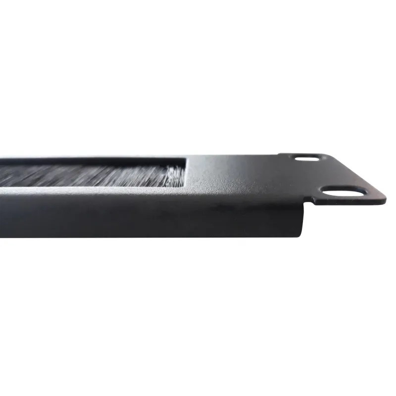 Pannello Passacavi 1U Forato con Spazzola Nero