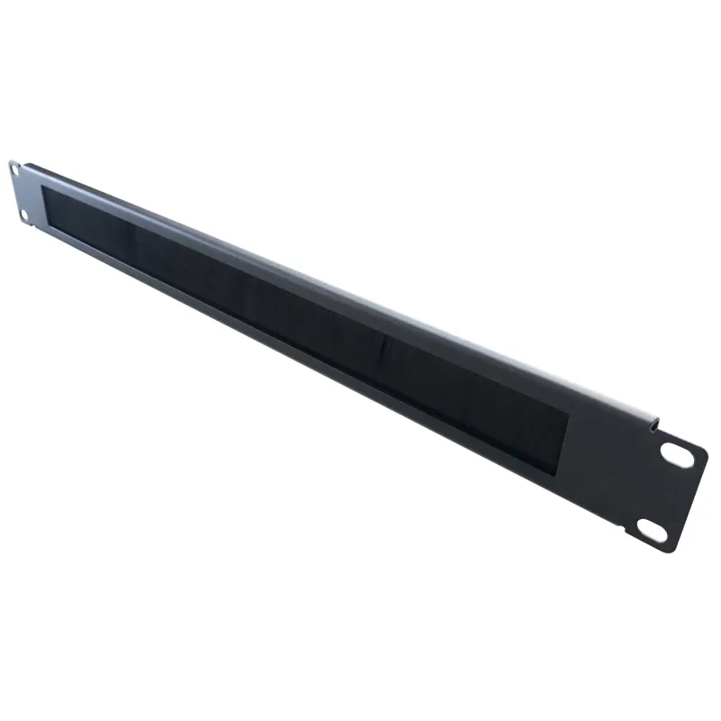 Pannello Passacavi 1U Forato con Spazzola Nero