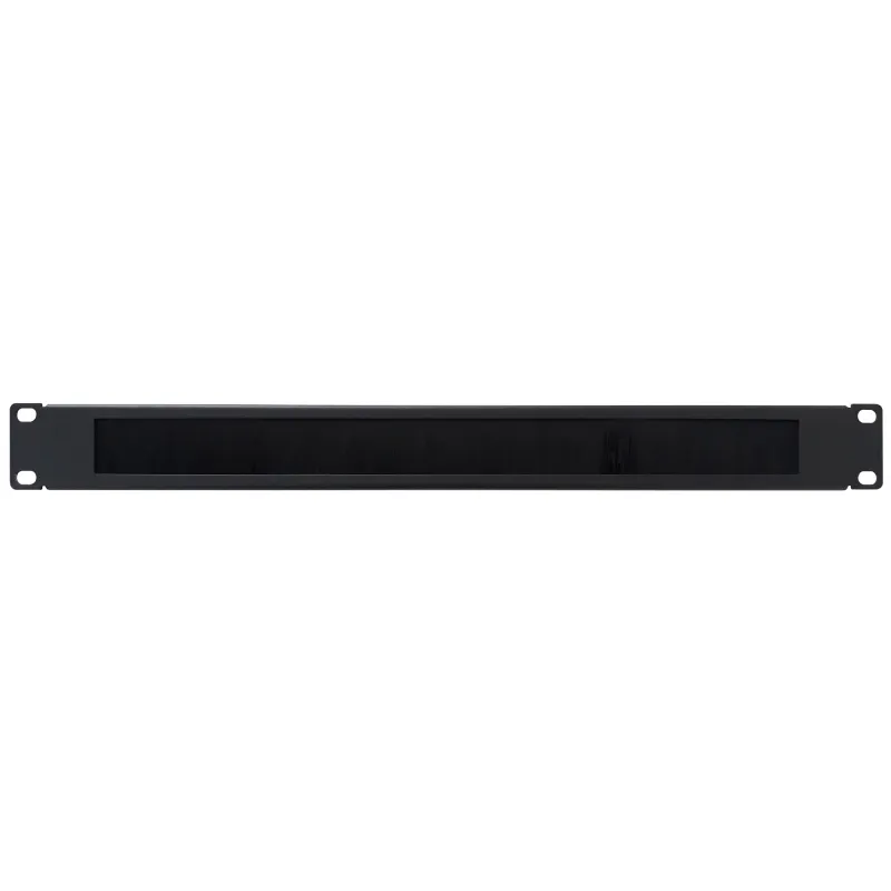 Pannello Passacavi 1U Forato con Spazzola Nero
