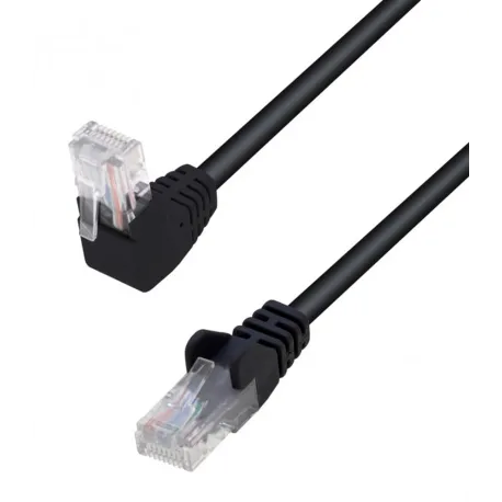 Cavo di Rete Patch Connettore Angolato 90&deg; CCA Cat. 5E UTP 0,25m Nero