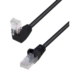 Cavo di Rete Patch Connettore Angolato 90&deg; CCA Cat. 5E UTP 1m Nero