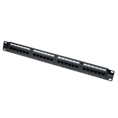Pannello Patch UTP 24 Posti RJ45 Cat.6 con barra gestione cavi 