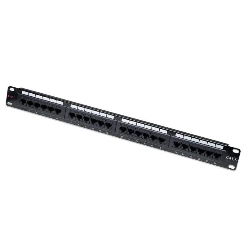 Pannello Patch UTP 24 Posti RJ45 Cat.6 con barra gestione cavi 