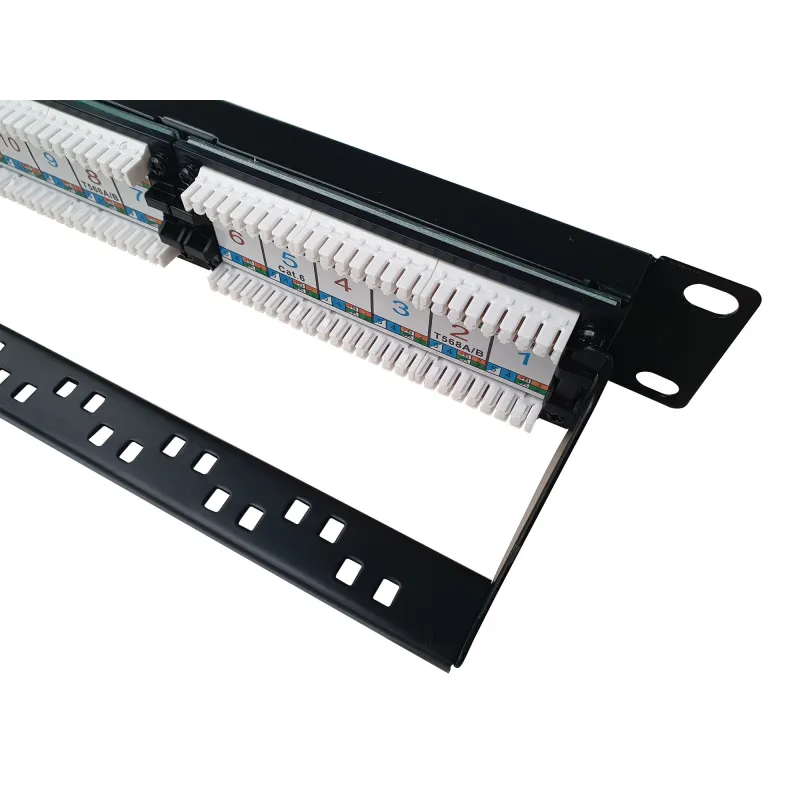 Pannello Patch UTP 24 Posti RJ45 Cat.6 con barra gestione cavi 