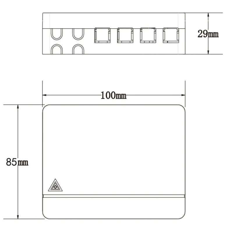 Scatola di connessione indoor FTTH per 4 fibre, 4 adattatori, IP20