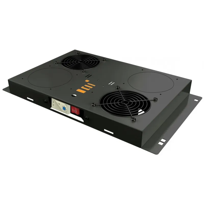Kit di Ventilazione a Soffitto per Rack 19'' 2 Ventole Nero