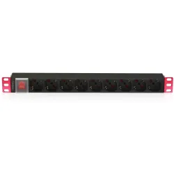 Multipresa 9 Posti da Rack 19'' con Interruttore Spina Schuko 1U